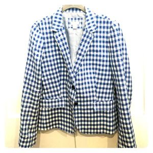 J. Crew Factory Blue Gingham Blazer